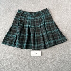 DIVIDED H&M Pleated Plaid Mini Skirt Teal Green Navy Blue School Girl Size 6